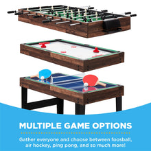 Load image into Gallery viewer, Best Choice Products 2x4ft 10-in-1 Combo Game Table Set for Home, Game Room, Friends &amp; Family w/Hockey, Foosball, Pool, Shuffleboard, Ping Pong, Chess, Checkers, Bowling, and Backgammon - Dark Wood
