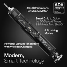 Load image into Gallery viewer, Aquasonic Black Series Ultra Whitening Toothbrush – ADA Accepted Electric Toothbrush- 8 Brush Heads &amp; Travel Case – 40,000 VPM Electric Motor &amp; Wireless Charging - 4 Modes w Smart Timer
