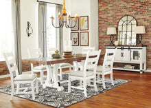 Load image into Gallery viewer, Signature Design by Ashley Valebeck Farmhouse Rectangular Extension Dining Table, Fits up to 8, White &amp; Brown
