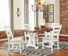 Load image into Gallery viewer, Signature Design by Ashley Valebeck Farmhouse Rectangular Extension Dining Table, Fits up to 8, White &amp; Brown
