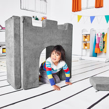 Load image into Gallery viewer, Yourigami Kids and Toddler Play Castle, Playroom Couch Add-On Set, Durable Modular Design, Mountain Gray
