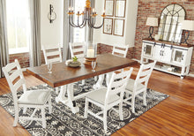 Load image into Gallery viewer, Signature Design by Ashley Valebeck Farmhouse Rectangular Extension Dining Table, Fits up to 8, White &amp; Brown
