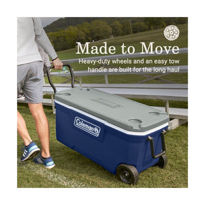 Coleman 316 Series Insulated Portable Cooler with Heavy Duty Wheels, Leak-Proof Wheeled Cooler, 100+ Can Capacity, Ideal for Tailgating, Camping, Beach, Sports and More