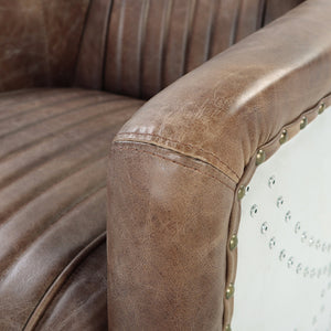 Acme Brancaster Chair in Retro Brown Top Grain Leather and Aluminum