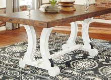 Load image into Gallery viewer, Signature Design by Ashley Valebeck Farmhouse Rectangular Extension Dining Table, Fits up to 8, White &amp; Brown
