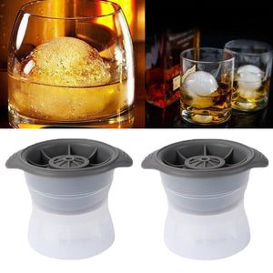 Ice Ball Maker Mold 2.5In -4X- Silicone Lid Large round Sphere Cube for Whiskey