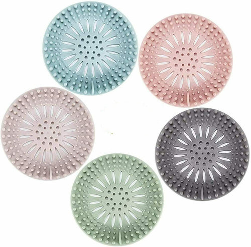 Hair Catcher Durable Silicone Hair Stopper Shower Drain Covers (5Pcs)