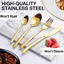 Load image into Gallery viewer, Modern Gold-Plated Silverware Set Stainless Steel Flatware Service for 6 (24 Pcs)
