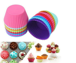 12 Pcs Silicone Cake Muffin Chocolate Cupcake Liner Baking Cup Cookie Mold