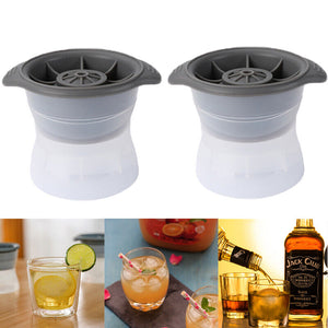 Ice Ball Maker Mold 2.5In -4X- Silicone Lid Large round Sphere Cube for Whiskey