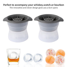 Load image into Gallery viewer, Ice Ball Maker Mold 2.5In -4X- Silicone Lid Large round Sphere Cube for Whiskey
