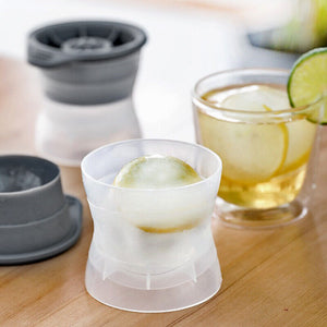 Ice Ball Maker Mold 2.5In -4X- Silicone Lid Large round Sphere Cube for Whiskey