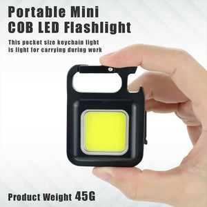 Mini USB Rechargeable LED Flashlight COB Work Lamp Torch Portable Keychain Light