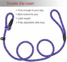 Load image into Gallery viewer, Lead Collar Dog Whisperer Cesar Millan Style Rope Slip Training Leash Nylon Blue
