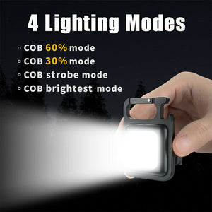 Mini USB Rechargeable LED Flashlight COB Work Lamp Torch Portable Keychain Light