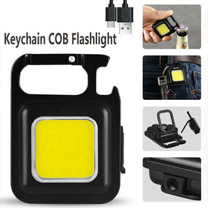 Mini USB Rechargeable LED Flashlight COB Work Lamp Torch Portable Keychain Light