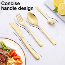 Load image into Gallery viewer, Modern Gold-Plated Silverware Set Stainless Steel Flatware Service for 6 (24 Pcs)
