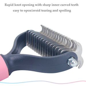 Rapid Knot Grooming Tool Dematting and Deshedding Safe Double-sided Pet Brush Comb for Dog Cat Animal 