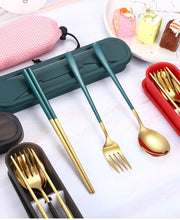 Load image into Gallery viewer, Portable Cutlery Set Including Fork, Spoon and Chopsticks Camping Travel Utensil
