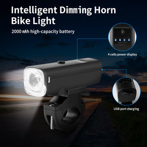 USB Rechargeable LED Bicycle Headlight Cycling Bike Head Light Front Lamp + Horn