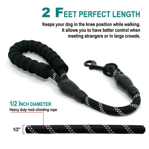 Petnsport 2 FT Short Training Dog Leash W/Soft Padded Handle, Heavy Duty Clip