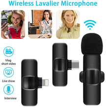 Load image into Gallery viewer, Wireless Lavalier Microphone Audio Video Recording Mini Mic for Android/Iphone
