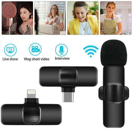 Wireless Lavalier Microphone Audio Video Recording Mini Mic for Android/Iphone