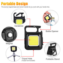 Load image into Gallery viewer, Mini USB Rechargeable LED Flashlight COB Work Lamp Torch Portable Keychain Light
