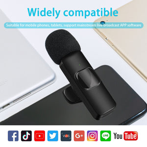 Wireless Lavalier Microphone Audio Video Recording Mini Mic for Android/Iphone