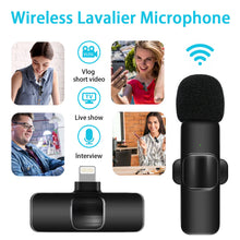 Load image into Gallery viewer, Wireless Lavalier Microphone Audio Video Recording Mini Mic for Android/Iphone
