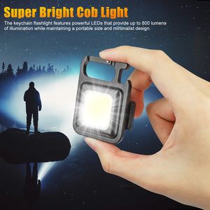 Mini USB Rechargeable LED Flashlight COB Work Lamp Torch Portable Keychain Light