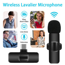 Load image into Gallery viewer, Wireless Lavalier Microphone Audio Video Recording Mini Mic for Android/Iphone
